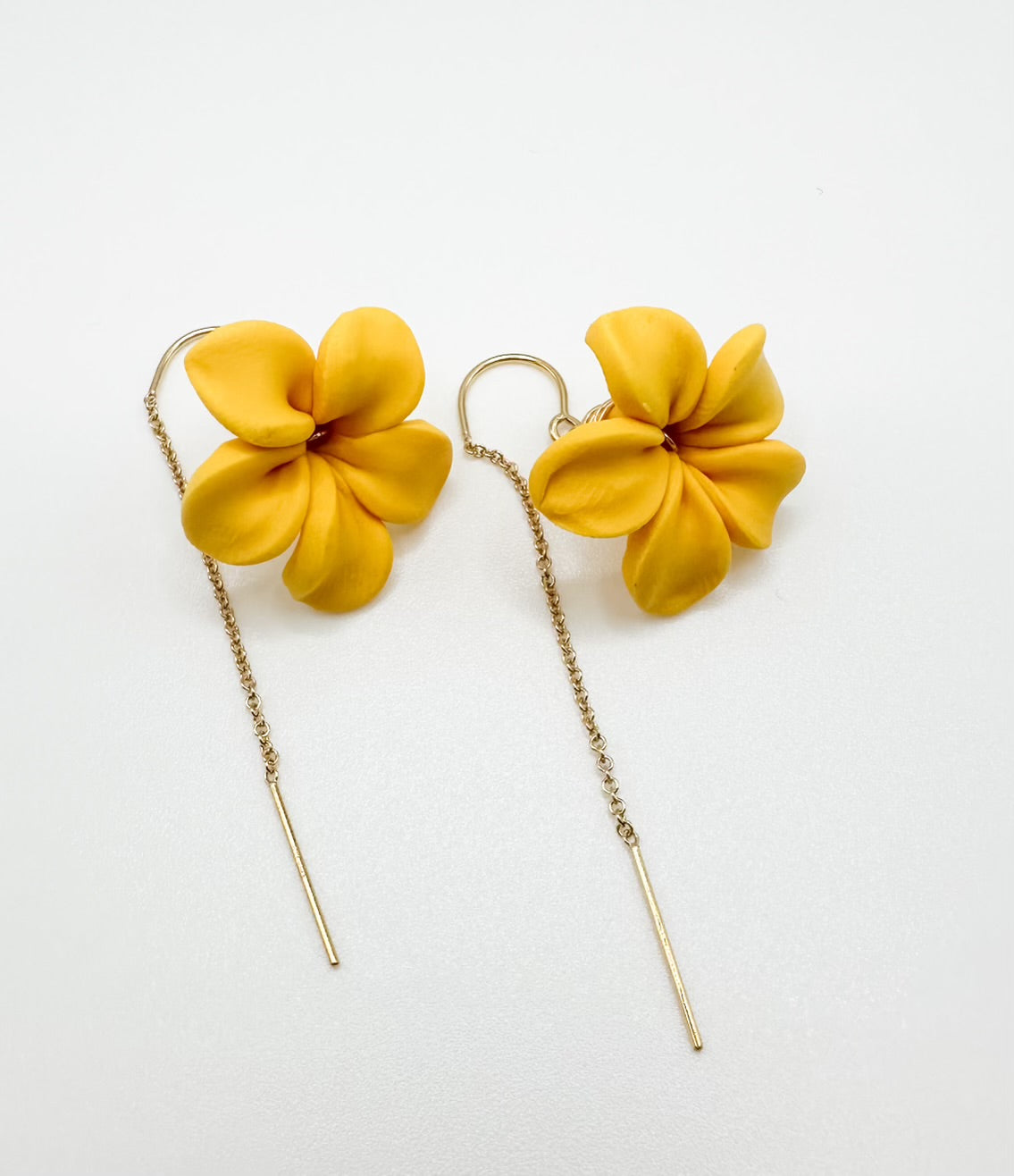 Flower Drop Threader Earrings
