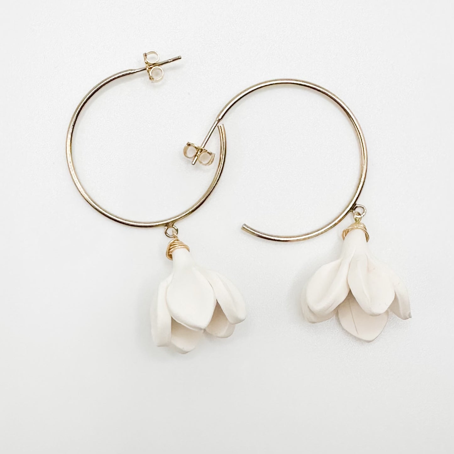 Single Flower Open Hoop Earrings