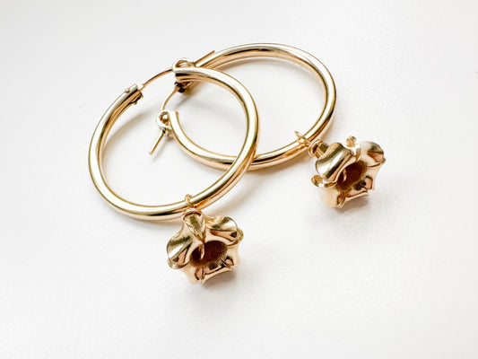 14K Gold Puakenikeni Hoop Earrings